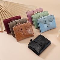Dompet Pendek Wanita Kulit PU Gaya Korea dengan Kancing, Kapasitas Besar, Banyak Slot Kartu, Tempat Kartu dengan Kantong Koin