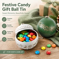 Boîte en métal en forme de boule sur le thème de Noël Jinyuanbao, boîte en métal de qualité alimentaire pour bonbons, chocolat, jouets, emballage cadeau, mini boîtes en métal