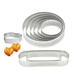 Edelstahl Antihaft Runde Oval Herz Kuchen Ring Gebäck Perforierte Torte Ringform Backformen für Französisch Dessert