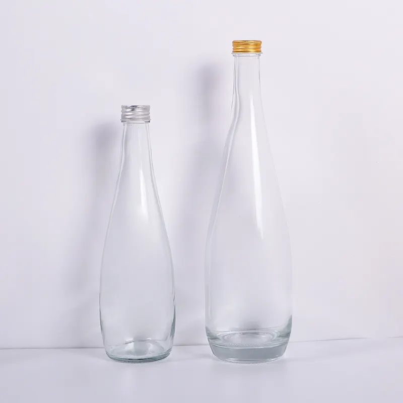 Wholesale 330 ml 500ml 750ml mineral soda spring water glass water bottle with aluminium cover