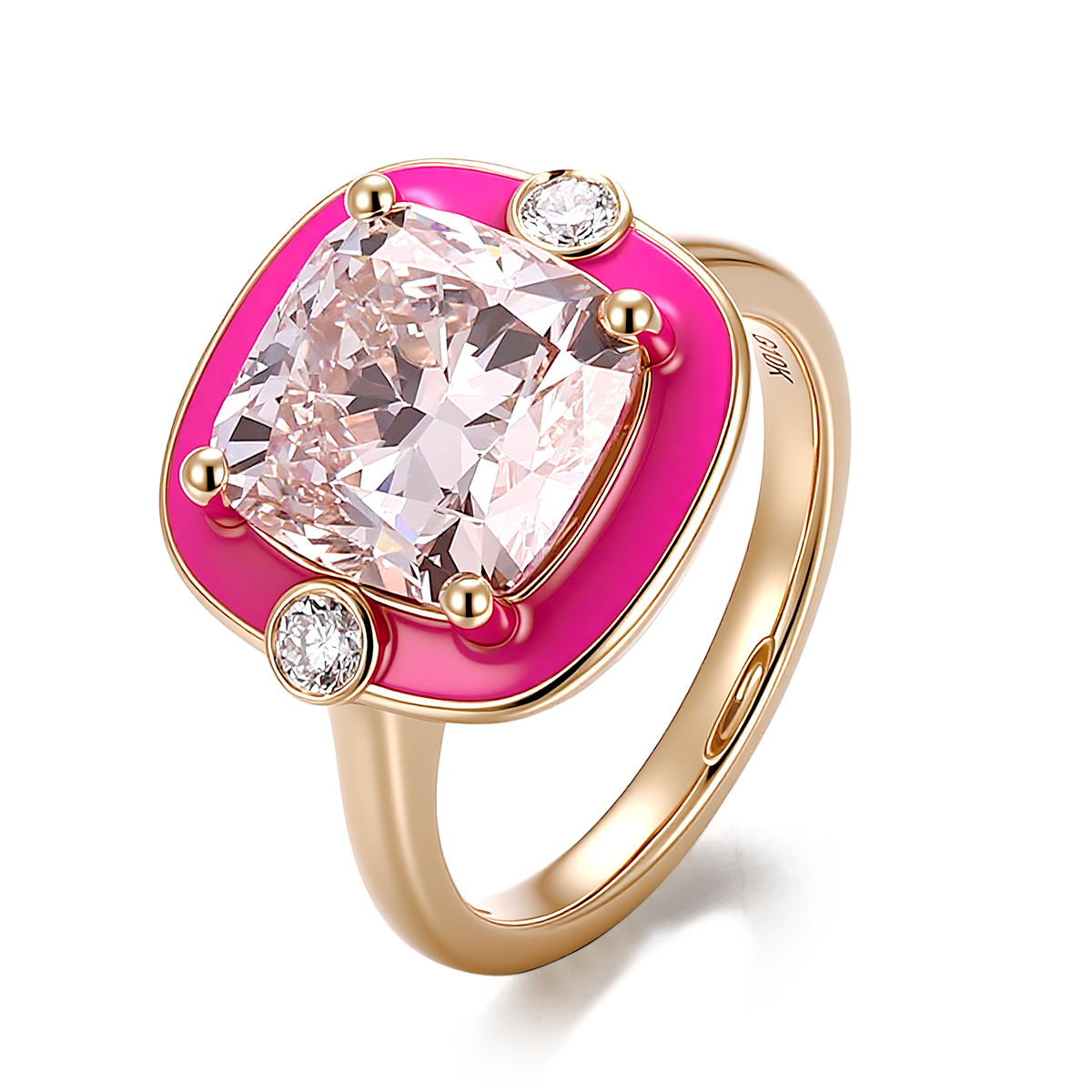 Anillo de oro macizo de 18 quilates con diamante de laboratorio