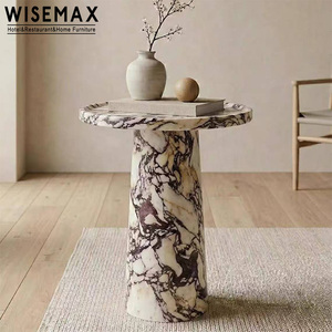 WISEMAX FURNITURE Table basse en marbre de luxe pour hôtel, restaurant, café, bureau, villa, table d'appoint ronde en travertin pour salon - Product Image 2