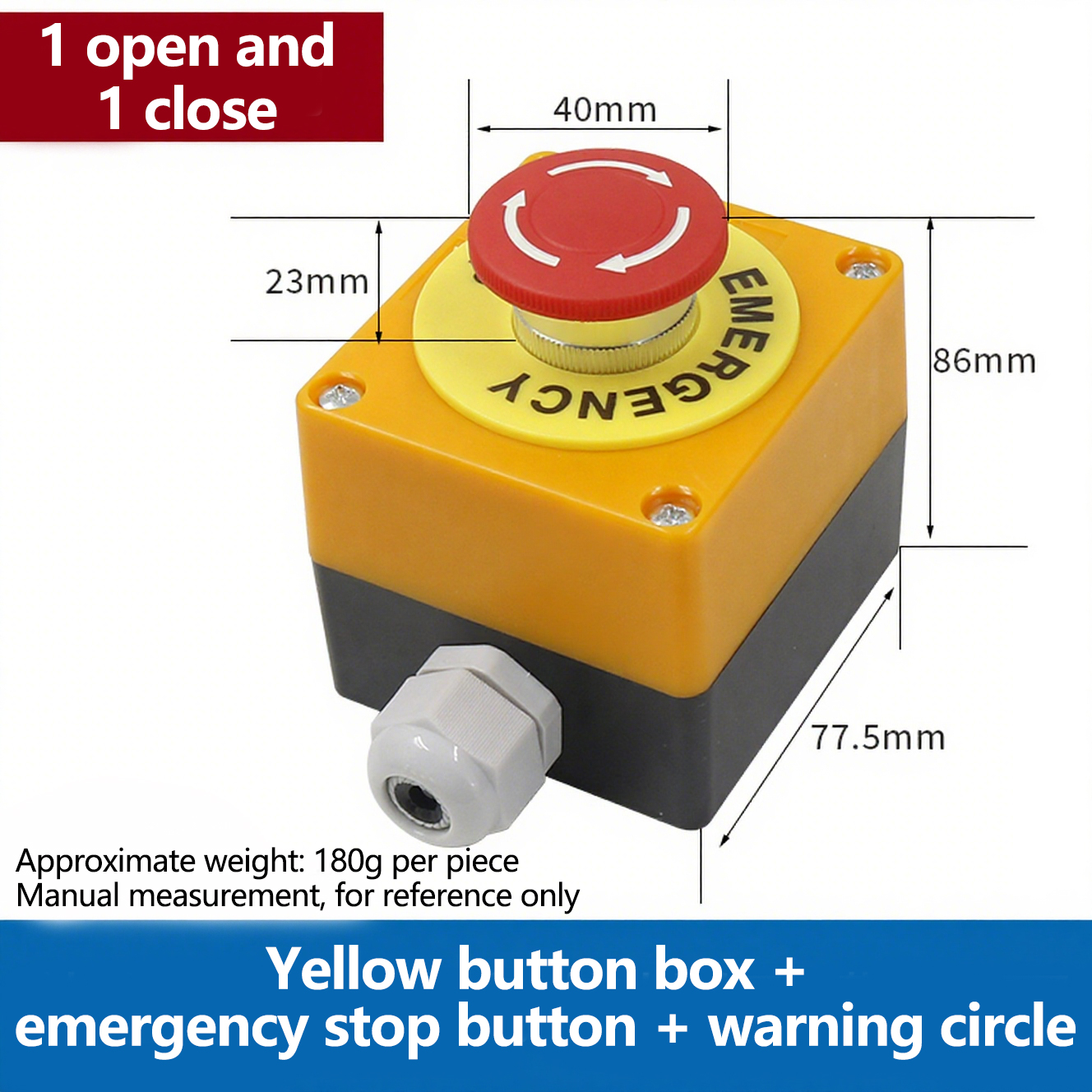 (1 ouvert et 1 fermé)+Boîte à boutons jaune+Cercle d'avertissement