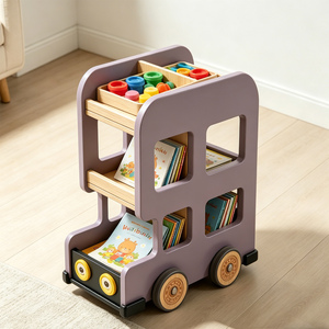 Librería <span class=keywords><strong>Infantil</strong></span> de Madera <span class=keywords><strong>con</strong></span> <span class=keywords><strong>Ruedas</strong></span>, Librería Móvil <span class=keywords><strong>con</strong></span> Forma de Coche para Niños, OEM - Product Image 1