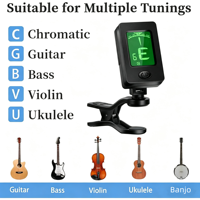 HIVE Capodastre automatique avec accordeur pour guitare, violon, basse, ukulélé, à tempérament égalisé à douze tons