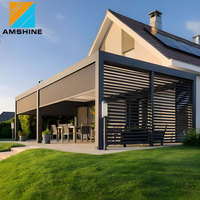 Pergola bioclimatique motorisée en aluminium à lames orientables, résistante aux intempéries, pour jardin, terrasse, avec revêtement poudré