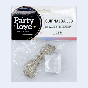 Guirlande LED jaune Party Love 2,5 m avec piles pour décoration de fête - Product Image 1