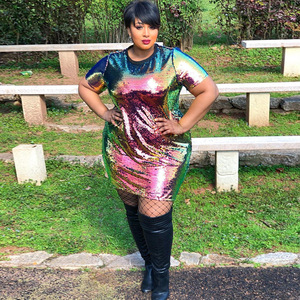 Abiti <span class=keywords><strong>Sexy</strong></span> <span class=keywords><strong>Taglie</strong></span> <span class=keywords><strong>Forti</strong></span> alla Moda, <span class=keywords><strong>Vestiti</strong></span> con Paillettes per Discoteca e Cerimonie - Product Image 5