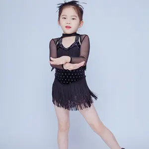 red black spandex dance leotard adult child latin tassel dance dress lovely rhinestone stage performance dance wear