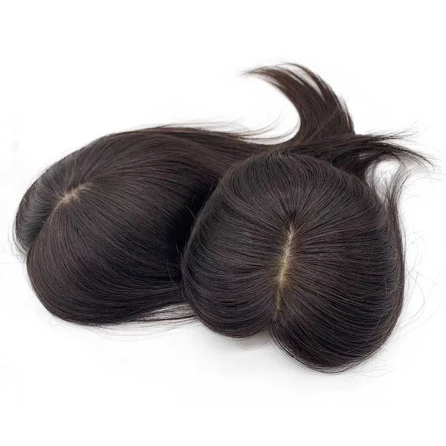 Bán buôn Cơ Sở da lụa tóc con người Topper 100% Trinh Nữ tóc con người mảnh với clip trong da đầu tự nhiên