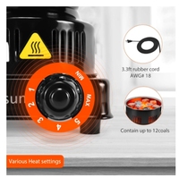 Encendedor de carbón de coco para estufa eléctrica, placa caliente duradera, quemador de carbón rápido 120V~600W con mango, parrilla y rejilla de acero inoxidable