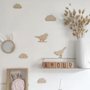 Autocollants muraux en bois de style nordique INS pour la décoration de la maison, décorations murales pour <span class=keywords><strong>chambre</strong></span> d'enfant, art mural en bois créatif - Product Image 4