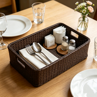 Panier de rangement écologique en rotin PP tressé avec poignées, gain de place, étanche, pour fruits et légumes, idéal pour comptoir de cuisine
