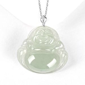 Pendentif Bouddha en Jade naturel du Myanmar, incrustation en or 18 carats, accessoires de mode pour femmes, bijoux D994/D995 - Product Image 6