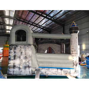 Château gonflable <span class=keywords><strong>Royal</strong></span> Dragon avec tour à motif de pierre et toboggan incurvé pour les centres de divertissement en plein air - Product Image 5