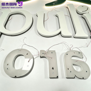 Lettres lumineuses LED extérieures haut de gamme en acier inoxydable peint en blanc avec motif feuille verte pour restaurant, 10 cm d'épaisseur, lumière naturelle - Product Image 4