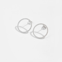 Nouveau cadeau de bijoux fins de luxe en argent Sterling 925 plaqué or boucles d'oreilles avec diamant petit cercle CZ Stud Piercing Clips