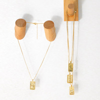 Collier en laiton Zircon avec pendentif carré plaqué or 18k, 1 pièce, carte de Tarot créative, nouvelle mode