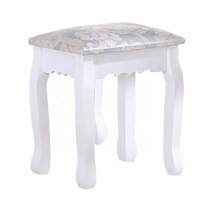 Tabouret <span class=keywords><strong>de</strong></span> coiffeuse blanc Flora avec coussin rembourré, chaise <span class=keywords><strong>de</strong></span> <span class=keywords><strong>piano</strong></span> vintage, siège <span class=keywords><strong>de</strong></span> maquillage rembourré - Product Image 1