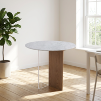 Moderner, schlichter Designer-Couchtisch aus Acryl mit Holz- und Acrylbeinen für Wohnzimmer und Schlafzimmer – Inklusive für Wohnmöbel