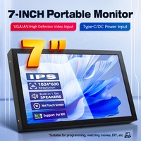 Écran LCD portable de 7 pouces, moniteur IPS 1024x600 avec entrée vidéo VGA/AV/HD pour PC, ordinateur portable, Raspberry Pi, Orange Pi, DVD