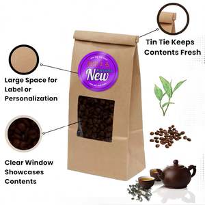 Sacs d'emballage pour pop-corn en kraft recyclé biodégradable personnalisés en gros, sacs en papier pour pop-corn imprimés sur mesure avec fermeture à lien métallique - Product Image 3