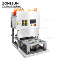 ZONESUN ZS-FK4C Machine de scellage semi-automatique à 4 têtes pour gobelets de yaourt, jus de fruits, gelée, film en rouleau, thé à bulles Boba