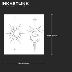 INKARTLINK Pegatina de <span class=keywords><strong>Tatuaje</strong></span> <span class=keywords><strong>Minimalista</strong></span> <span class=keywords><strong>Luna</strong></span> y Estrella, Línea Fina Geométrica, Herbal, Semipermanente 15 Días, Arte Corporal para Brazo, Venta al por Mayor - Product Image 3