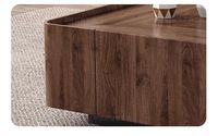 Table basse de salon minimaliste de style moderne du milieu du siècle, avec cadre en bois de noyer et base en métal