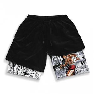 กางเกงขาสั้นกีฬาผู้ชายแห้งเร็ว เอวยางยืด ลายอนิเมะ สำหรับวิ่งออกกำลังกาย ฝึกซ้อม ฟิตเนส ช่วงฤดูร้อน - Product Image 3