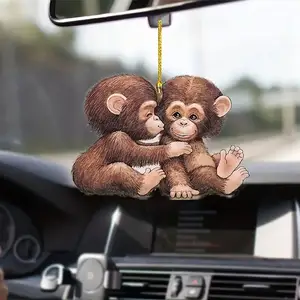 Hot Selling 2D Acrylic Flat Pendant Car Decoration Pendant Couple Monkey Backpack Keychain Decoration The Best Gift For Gifts