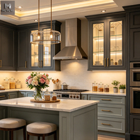 Armoires de cuisine de style shaker personnalisées, en MDF moderne, contreplaqué, bois massif, ensemble d'armoires de cuisine américaines pour maison et villa