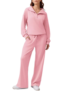 Completo <span class=keywords><strong>Donna</strong></span> di Nuova Collezione: Felpa con Mezza Zip e Pantaloni Ampi <span class=keywords><strong>Casual</strong></span> – Set Sportivo da <span class=keywords><strong>Donna</strong></span> Primaverile all'Ingrosso Personalizzabile Alxin - Product Image 5