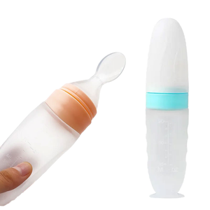 ขวดซิลิโคนเกรดอาหารสำหรับใส่<span class=keywords><strong>ข้าว</strong></span>บด ปลอดภัยและใช้งานง่าย พร้อมลวดลายสัตว์น่ารักและช้อนซิลิโคนนุ่ม สำหรับเด็กอายุ 0-12 <span class=keywords><strong>เดือน</strong></span> - Product Image 2