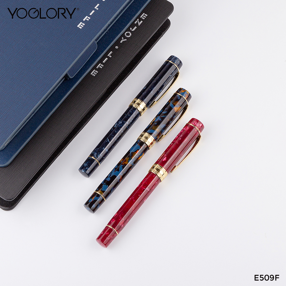 Ручная работа красная или изумрудная акриловая Золотая отделка элегантная перьевая ручка картриджи со средним наконечником и конвертер наполнение индивидуальный логотип