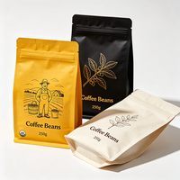 Sachet de café personnalisé, recyclable, biodégradable, à fermeture éclair, avec valve unidirectionnelle, à encoche de déchirement, thermoscellable, de qualité alimentaire
