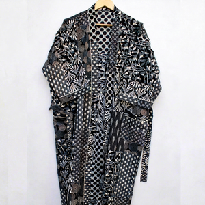 Cotton Kimono <b>Robe</b> V Neck Loose Fit Beach Cover Up Summer Loungewear for <b>Women</b> Hand Print Cotton kimono Night wear - Product Image 1