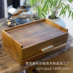 Wooden <b>Tea</b> Storage <b>Box</b> With Drawer Compartmentalized Organizer For <b>Tea</b> Bags Coffee Bags Desktop Use - Product Image 2