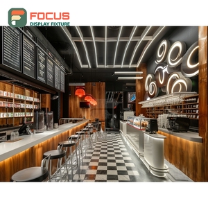 Stylish Cafe Service <b>Counter</b> Laminate Wood Finish Coffee Bag Display Area Storefront Service <b>Counter</b> - Product Image 3