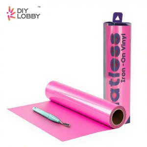 Diylobby Rouleau de vinyle thermocollant de 9.5 pouces de large Vinyle de transfert thermique sans matelas pour <span class=keywords><strong>Cricut</strong></span> Joy Xtra <span class=keywords><strong>Tissu</strong></span> imprimable HTV facile à appliquer - Product Image 1