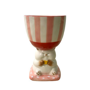 Desenhos animados pintados à mão High-Legged Copo cerâmico Caneca de sobremesa bonito com Underglaze Colorido Ins Mark Gift Set festivo - Product Image 2