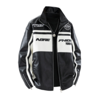Blousons de moto en cuir de haute qualité pour hommes, style vintage, avec broderie de patchs de course, fermeture éclair décontractée, collection automne, prix de gros