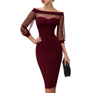 Nuovi Abiti da Sera Economici 2026 per Donna, Stile Sirena con Spalle Scoperte e <span class=keywords><strong>Maniche</strong></span> <span class=keywords><strong>Lunghe</strong></span>, <span class=keywords><strong>Nero</strong></span> e Bordeaux - Product Image 5