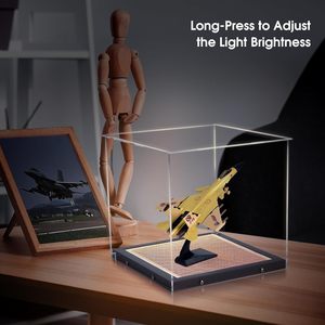 Rõ ràng <span class=keywords><strong>Acrylic</strong></span> LED hiển thị ánh sáng trường hợp cho hành động mô hình máy bay đồ chơi búp bê-UV bảo vệ bụi bằng chứng hình kệ trưng bày - Product Image 3