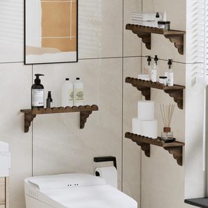 Estante de Pared de Madera Maciza de 17 Pulgadas, Estante Flotante de 2 Niveles, Soportes de Madera, Fácil Instalación, Diseño Rústico para Sala de Estar - Product Image 4