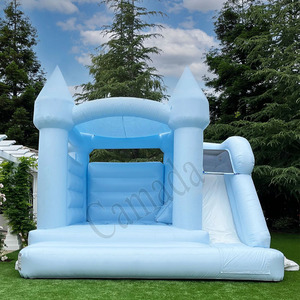 Combo de Castillo de rebote inflable tobogán trampolín de salto boda grande saltarín comercial casa azul claro para fiesta - Product Image 3