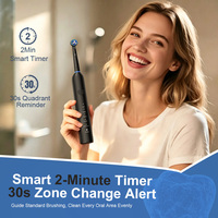 Brosse à dents électrique à rotation oscillante à 360 degrés, capteur de pression, 5 modes, blanchiment, IPX7, 4 têtes de brosse, certifiée CE, 7600 tr/min