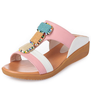 Sandales <span class=keywords><strong>orthopédiques</strong></span> confortables Xuanhui pour l'été, antidérapantes, style bohème, avec perles, pour la marche quotidienne, plateforme de 3 cm, tongs pour femmes - Product Image 6
