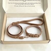 Ensemble collier et laisse pour chien personnalisé en cuir PU marron kaki, rembourrage intérieur doux, accessoires de promenade pour animaux de compagnie avec quincaillerie dorée
