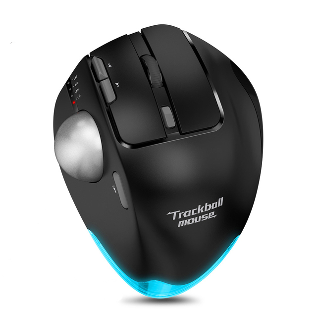 Rechargeable Wireless Ergonomic Trackball Mouse Vertical BT&2.4G Rollerball RGB Mice for PC, Mac, Wins, Laptop
